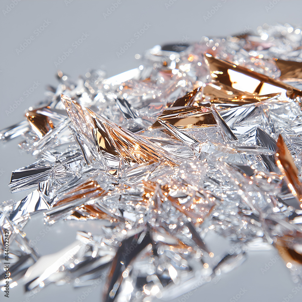 Poster shards of reflective material. ideal for abstract art backgrounds or shimmering effects in designs. 