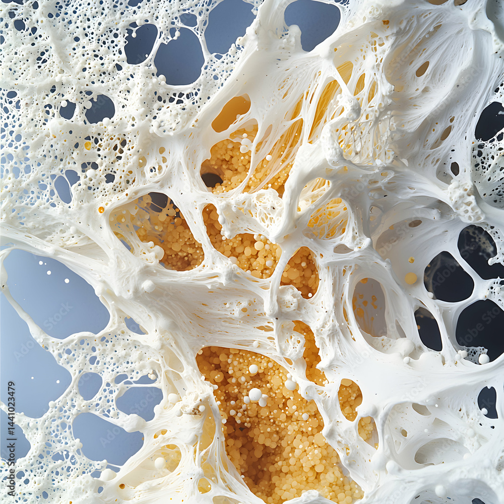 Poster abstract close-up image of a complex organic structure with a foamy texture. ideal for visualizing c