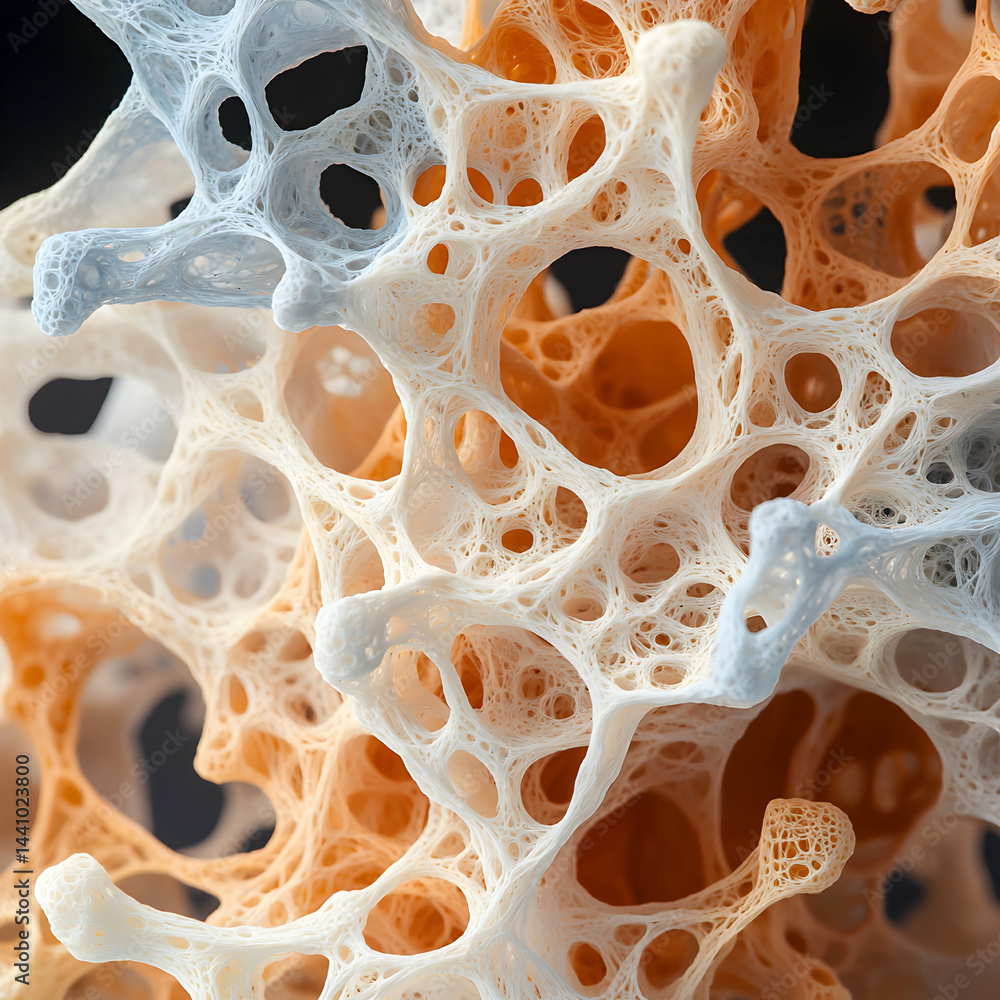 Aufkleber a close-up of an intricate organic structure with a porous design. this could be a visualization for