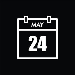 calender icon, 24 may icon with black background