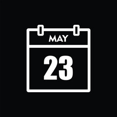 calender icon, 23 may icon with black background