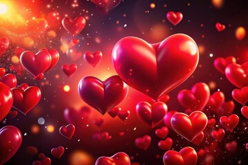 Floating red hearts illuminate a magical night filled with love and joy, creating a whimsical display against a sparkling background Generative AI