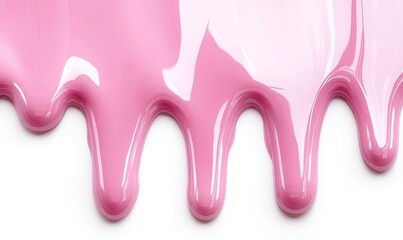 The image features a pink liquid substance border on a white background, showcasing a modern and realistic illustration of melting ice cream with a 3d color paint splash, sweet icing drops flowing