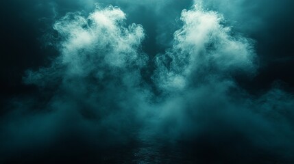 Eerie Teal Smoke Cloudscape Dark Mysterious Background Texture