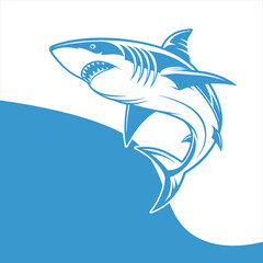 Aggressive  Jumping cartoon  Shark Illustration.