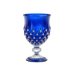 Elegant Cobalt Blue Crystal Goblet with Diamond Accents