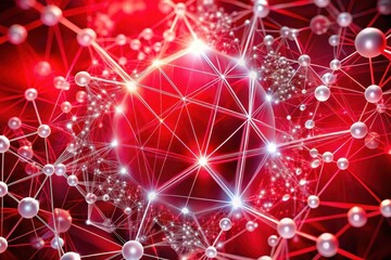 Intricate web of connected nodes glows in vibrant red hues, embodying the energy of digital networks in motion Generative AI