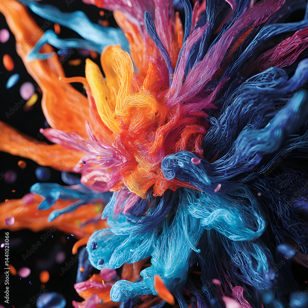 Aufkleber an explosion of colorful threads. this art could be used as a vibrant wallpaper design or as a uniqu