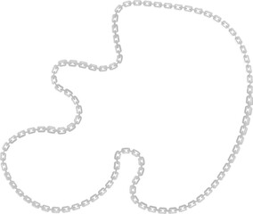 Vector illustration of a creative flowing blob shape, surrounded by a metal chain following its wavy contour.