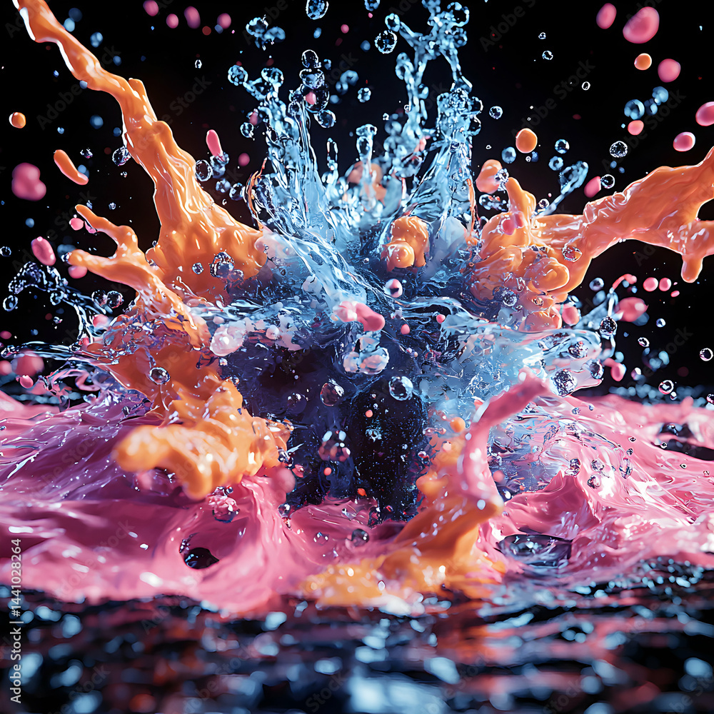 Aufkleber abstract splash art showcases liquid dynamics. vibrant colors create a visual spectacle. ideal for a