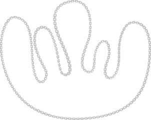 Vector illustration of an organic shape with appendages, outlined by a wavy metal chain along its edges.