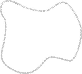 Vector illustration of a soft curved form, outlined by a flowing metal chain in a wavy pattern.