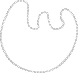 Vector illustration of a dynamic trident-like flowing shape, outlined by a curved metal chain.