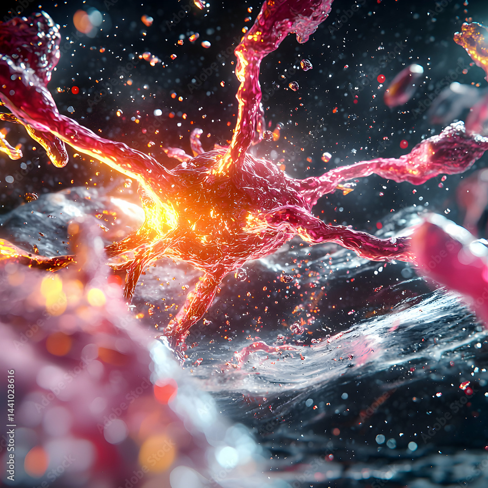 Poster abstract art depicts cellular structures. it's suitable for science presentations or medical illustr