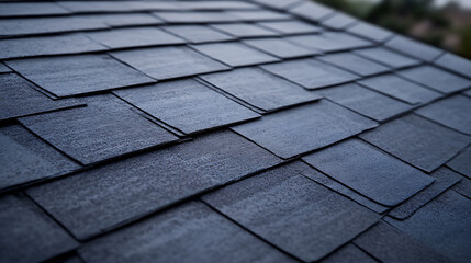 Close-Up of Dark Slate Roof Tiles