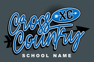 cross country team design with arrow for school, college or league sports