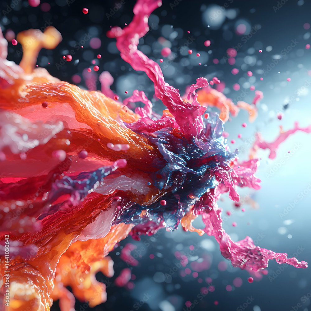 Poster abstract explosion of colors simulating a fluid substance. perfect for science biology or artistic p