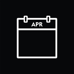 calender icon, april icon with black background