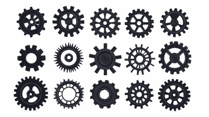 A collection of black and white gears symbolizing teamwork and efficiency in manufacturing or engineering. Spirit Forge. Illustration