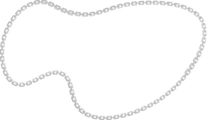 Fototapeta premium Vector illustration of a rounded liquid shape, featuring a curved metal chain framing its form.