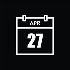 calender icon, 27 april icon with black background