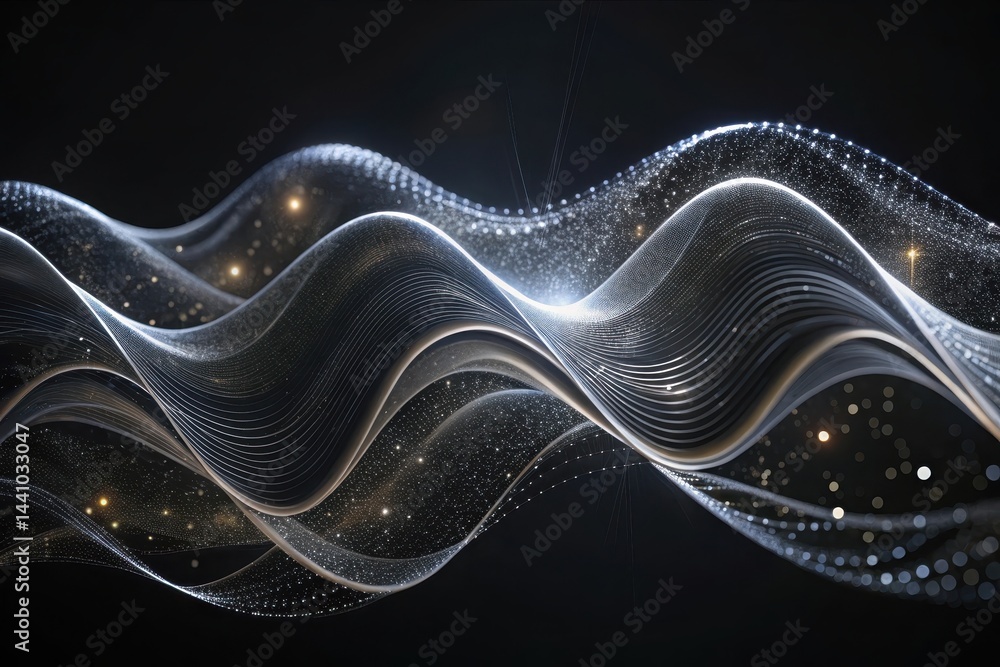 Poster visual symphony of light and sound waves creating an ethereal cosmic dance in the depths of outer sp