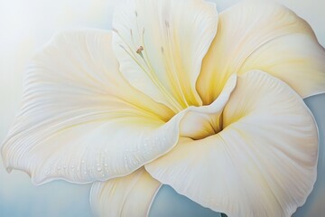 Close-up detailed painting of a creamy white flower.