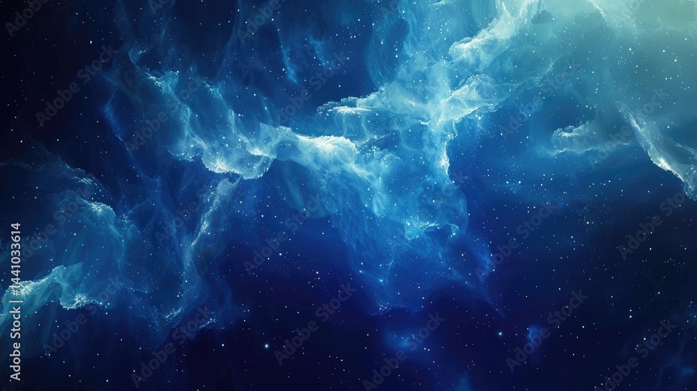 Poster abstract picture of wonderful blue wave in nebula style design connect and flow express energy dynam