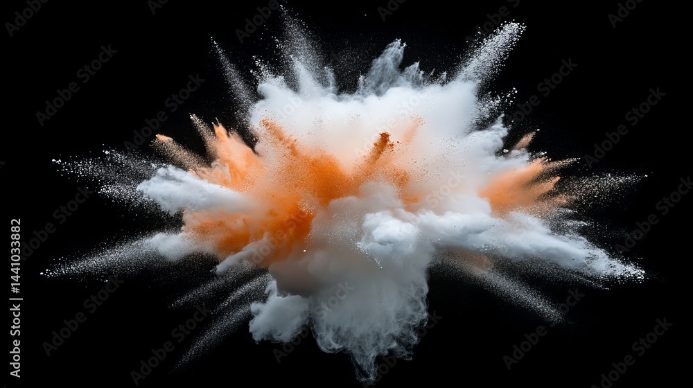 Poster dynamic orange and white powder explosion abstract background design element high resolution photo i