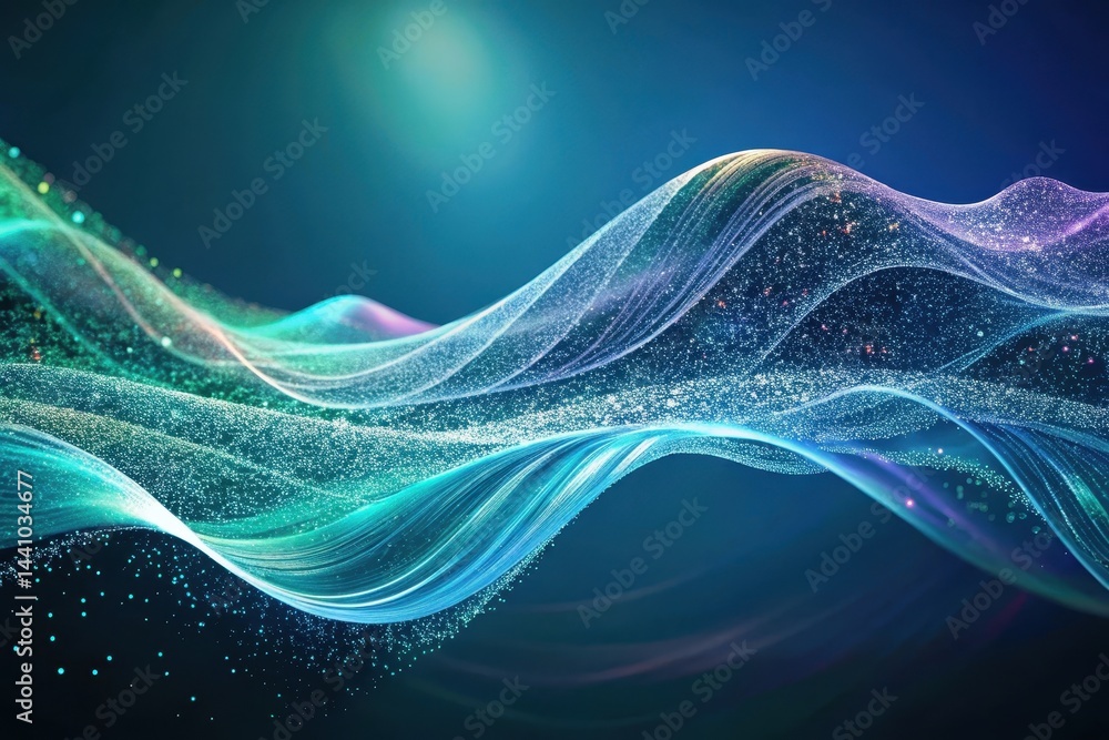 Poster colorful waves of light swirl together, creating a mesmerizing display of movement and energy in a d