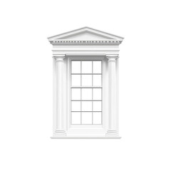 Elegant Classical Window with Pediment and Columns - Architectural Detail