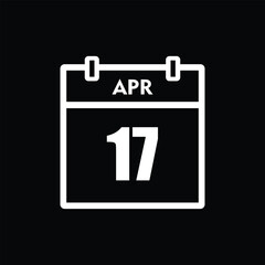calender icon, 17 april icon with black background