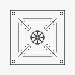 Carrom game board. Vector illustration