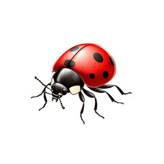 Fototapeta premium Vibrant Red Ladybug Close-Up Detailed Illustration of a Seven-Spotted Ladybug