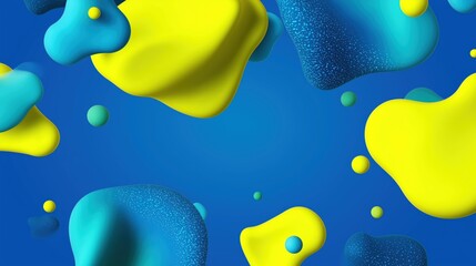 Fototapeta premium Vibrant 3D Clay Morphism Shapes with Blue and Yellow Gradient