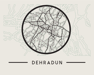Abstract Dehradun City Map - Illustration