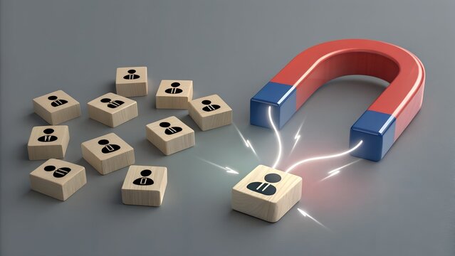 Attracting Ideal Candidates: A striking illustration showcasing the strategic recruitment and acquisition of desired candidates within a professional environment.