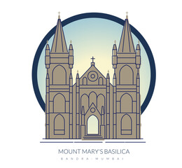 Mount Mary's Basilica- Bandra Mumbai - Stock Illustration