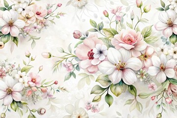 Delicate floral arrangement showcasing soft pinks and whites in a serene decorative pattern suitable for any setting Generative AI