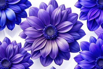 Vibrant purple flowers bloom beautifully, showcasing intricate petals in a harmonious arrangement, celebrating nature's artistry Generative AI