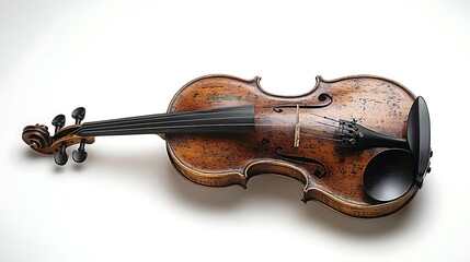 Obraz premium Antique violin's intricate wood grain details.
