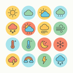 weather vector line icons set