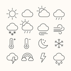 weather vector line icons set