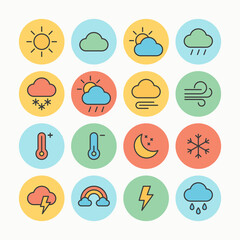 weather vector line icons set