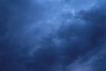 Dark cloudy sky before a thunderstorm. Bad weather.