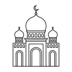 The mosque and Church Silhouette Vector Illustration of Landmarks and Architecture