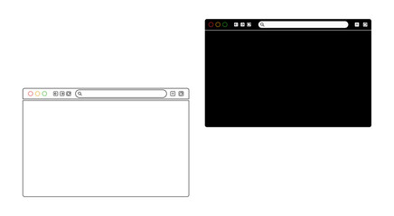 Browser window flat, line icons set . Design template with browser window for website and mobile app device. Internet page concept for desktop and smartphone vectors isolated on transparent background