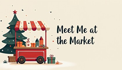 Festive Christmas market stall illustration inviting a meetup