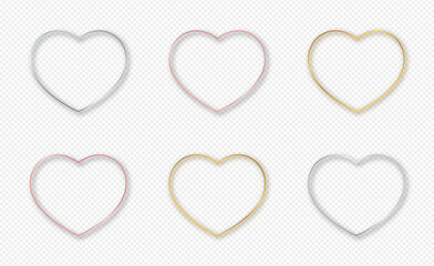 Set of six heart shape frames