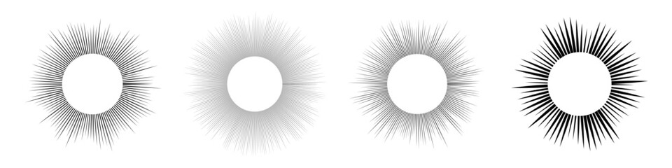 Set of sun symbols on white background